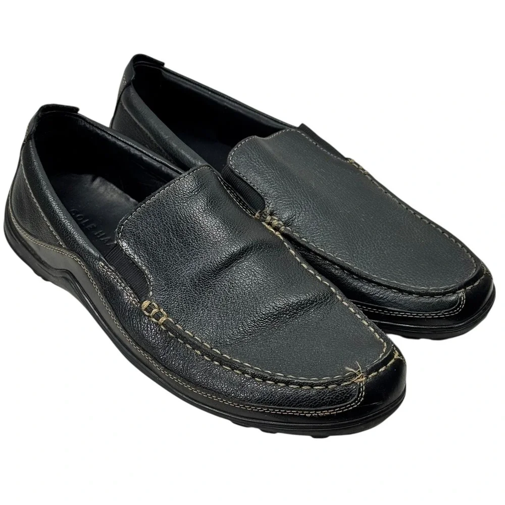 Cole Haan Driving Loafer Shoes Mens Size 10W Black‎ Leather Slip On Style C03557